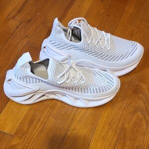 Stylish White and Gray Athletic Sneakers